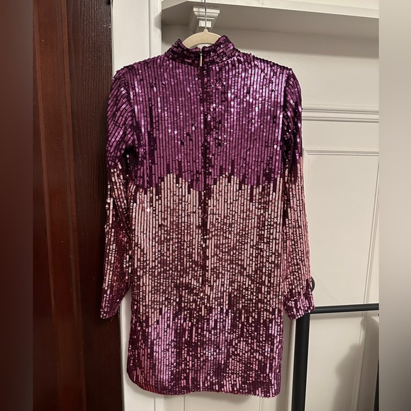 Kate Spade Ombre Sequin Long Sleeve Dress in Pink and Purple - Picture 4 of 9